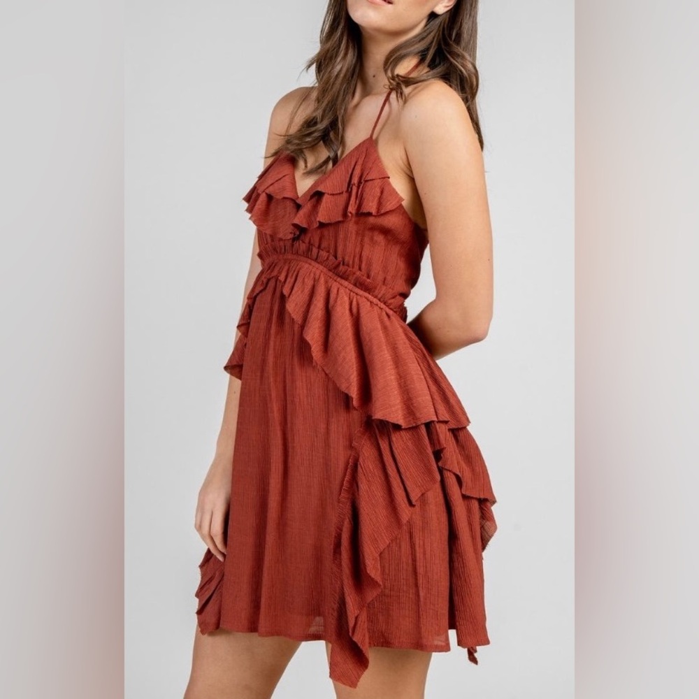 Beivy Gauze Short Dress ✨ Terracotta Size Small